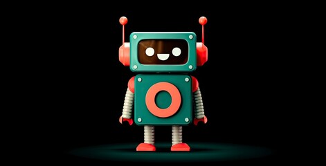 Naklejka premium Playful Cartoon Robot Character with Friendly Expression and Colors