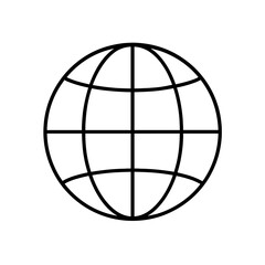 Obraz premium Simple black line globe illustration on white background 