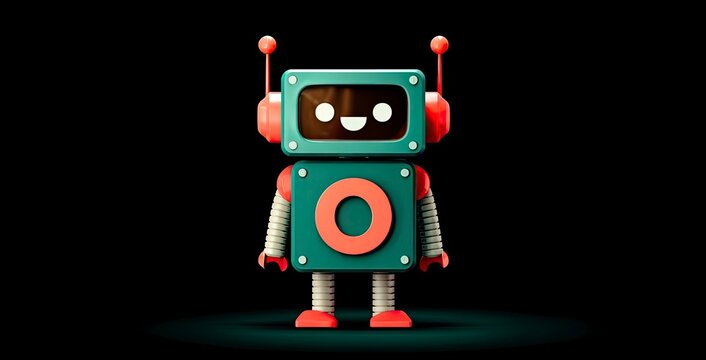 Playful Cartoon Robot Character with Friendly Expression and Colors - Powered by Adobe