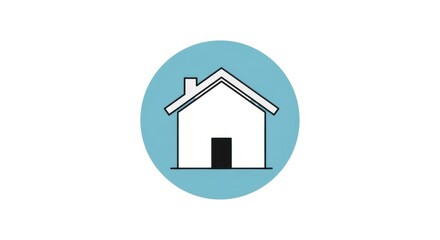 Fototapeta premium Minimalist Icon of a Modern House with a Blue Circular Background