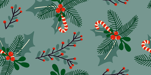 Festive Winter Botanical Seamless Design