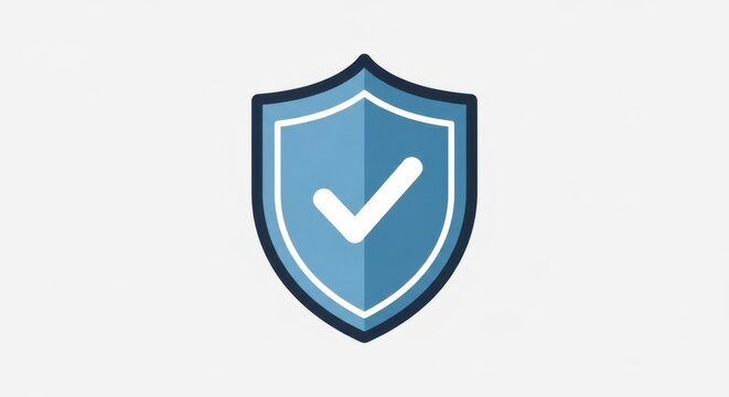 Digital checkmark emblem on shield representing protection and