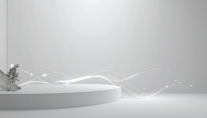 Abstract iridescent fluid forms undulating waves, reflecting light with pink and blue hues.