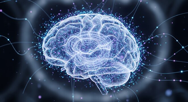 Illuminated brain with neural network connections