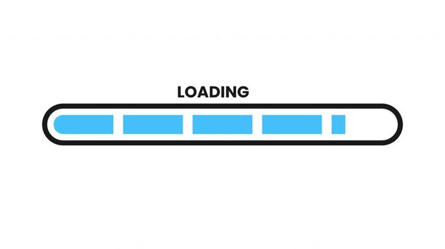 Blue Block Stepped Loading Bar With Multiple Sections Clean Motion UI ProRes Alpha Channel 4K 60fps Animation