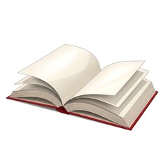 Fototapeta premium An open hardcover book with a red spine and blank pages ready for reading or writing.