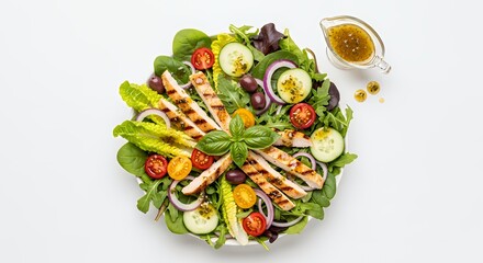 Grilled chicken salad with vinaigrette dressing
