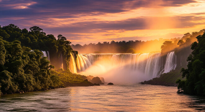 sunset over the river