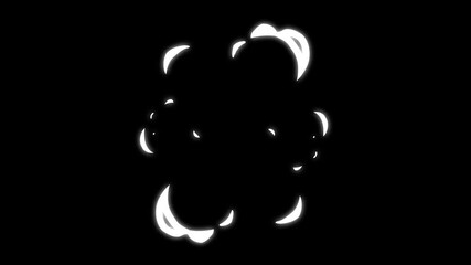 Cartoon Smoke Spiral Animation Pack, 2D Liquid Splash FX on Black Screen 4K Video