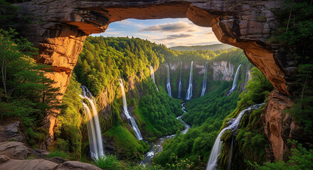 waterfall in the mountains