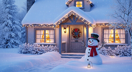 snowman winter house