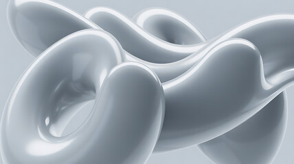 Fluid liquid shapes forming a smooth flowing 3D abstract background with glossy surfaces and soft gradients