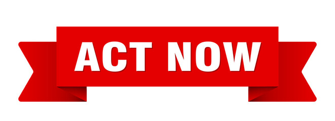 act now ribbon isolated on transparent background. act now ribbon