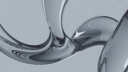 Contemporary 3D fluid shapes merging smoothly with glass highlights matte gloss contrast for commercial projects