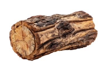 Natural wood stack of brown firewood logs, timber, and a tree stump isolated on white