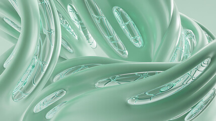 Abstract liquid sculptures with smooth flowing ribbons and detailed textures for digital advertising and product visuals