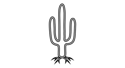 Outline drawing of a saguaro cactus plant isolated on