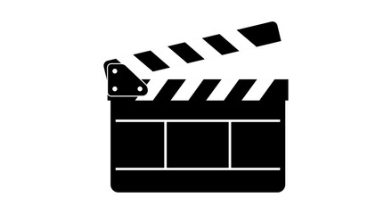 Fototapeta premium Black and white silhouette of a movie film clapperboard icon