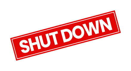 Red stamp with white text reading shut down isolated on © Jamil