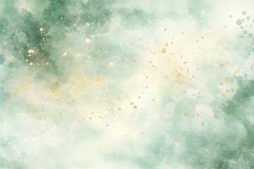 Fototapeta na wymiar Falling snow watercolor background backgrounds green abstract.