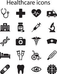 Healthcare Vector Icon Sheet – Medical and Hospital Icons