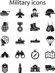 Military Vector Icon Sheet – Army and Defense Icons