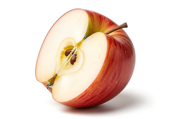 Half-Cut Red Apple with Seeds on White Background, Studio Shot