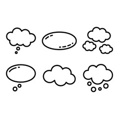 Obraz premium Set of hand drawn speech bubbles and thought clouds in black and white