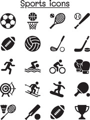 Multi Sports Vector Icon Sheet – Fitness and Games Silhouette Icons