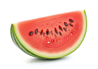 Juicy Watermelon Slice: Fresh, Vibrant, Isolated on White Background.