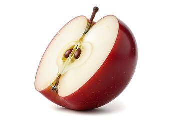 Sliced Red Apple: Crisp Interior and Seeds on White Background