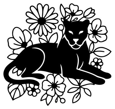 panter with flowers