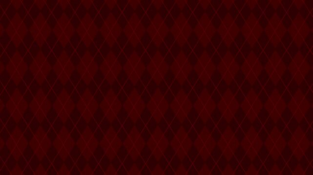 Diagonal grid of red and black diamonds in classic argyle style. Textile inspired winter design. Loop animated background.