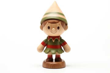 Christmas elf toy figurine white background.