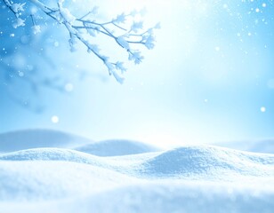 Winter Frost Background &ndash; Soft Snowy Hills and Icy Blue Forest