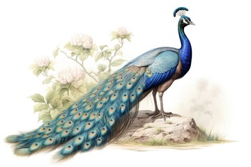 Naklejka premium Peacock drawing animal bird.