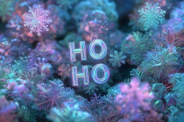 Neon holographic garland with glitching snowflake decoration
