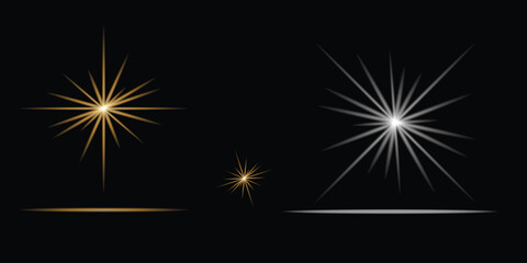 Fototapeta premium Golden Starburst Light Flare Vector SetBlue curled-corner sticky note