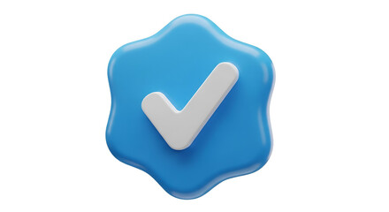 3D Blue Blob with White Checkmark tick verified