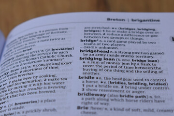 Fototapeta premium Definition Of English Dictionary Close Up Of Page With Word - bridgehead