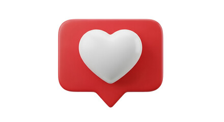 3D Red Speech Bubble with White Heart Icon love like