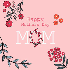 Minimal Mother’s Day card in soft pink tones with delicate floral illustration for a clean and heartfelt expression.