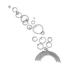 Bubbles floating from rainbow arch illustration, hand drawn soap bubbles vector graphic design for print art 100