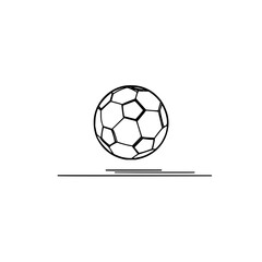 Soccer ball vector illustration for sports equipment and game design with outlined black and white drawing