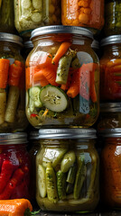 Torshi Litteh pickled vegetables in colorful jars