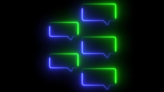 Glowing neon Speech bubble icon isolated , Chat icon.Different colors comment icons animation .neon conversation dialogue speech bubble isolated icon, communication sign .neon sign .