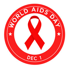 Obraz premium World aids day awareness red ribbon symbol isolated on transparent background international day of solidarity with people living with hiv and aids