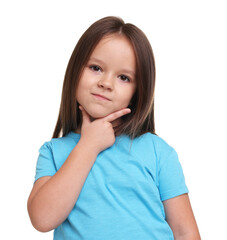 Fototapeta premium Portrait of cute little girl on white background