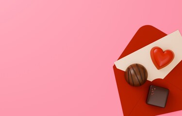 3D素材_バレンタインチョコレート_ラブレター