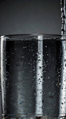 Chilled glass of crystal clear water refreshing thirst indoors